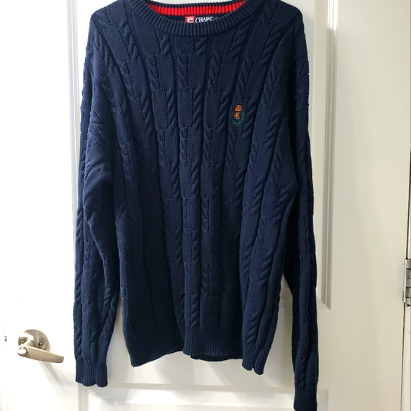 Chaps Ralph Lauren Sweater Navy Blue Sz-L - Picture 2 of 10